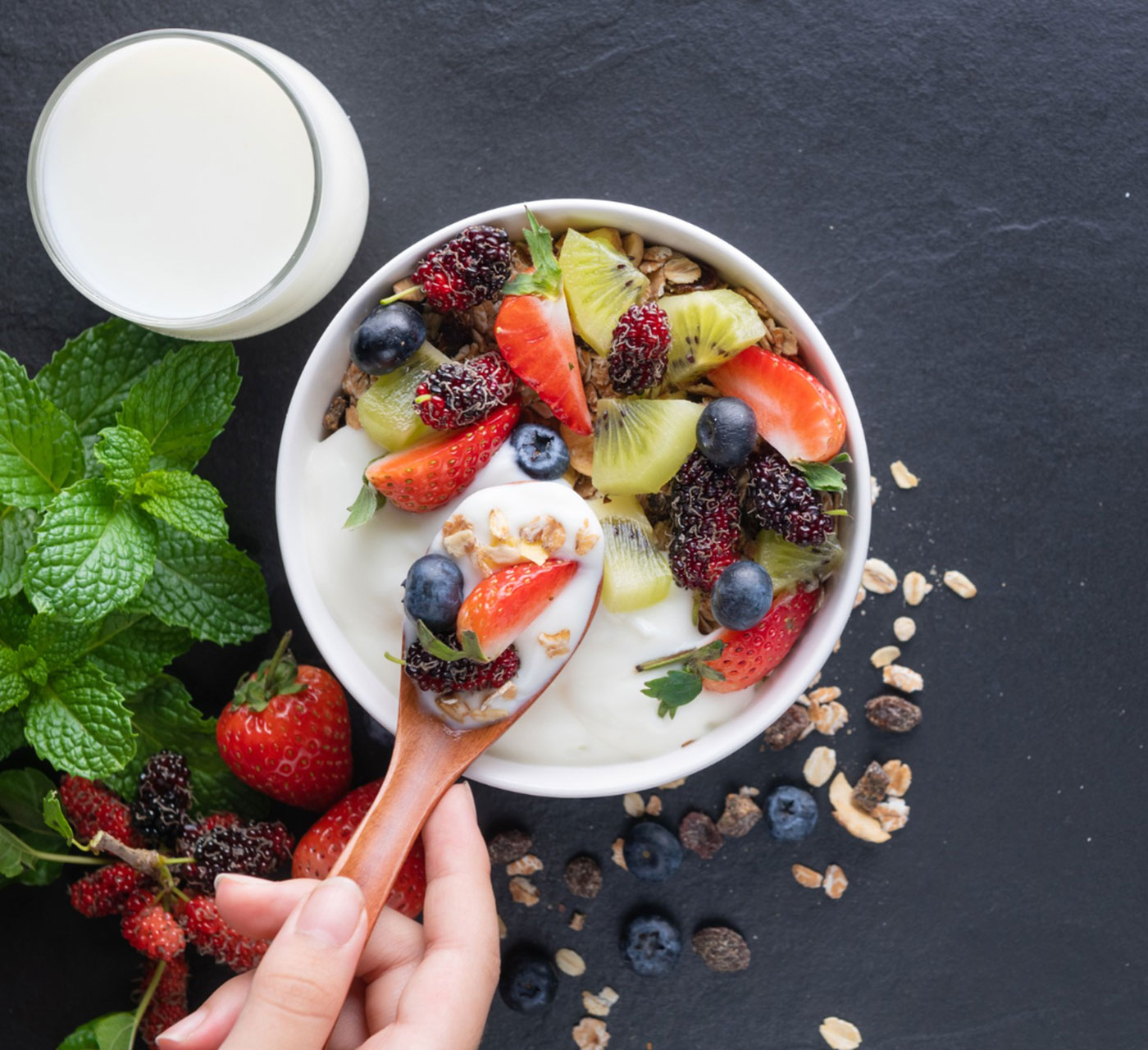 berries granola yogurt breakfast healthy bowl
