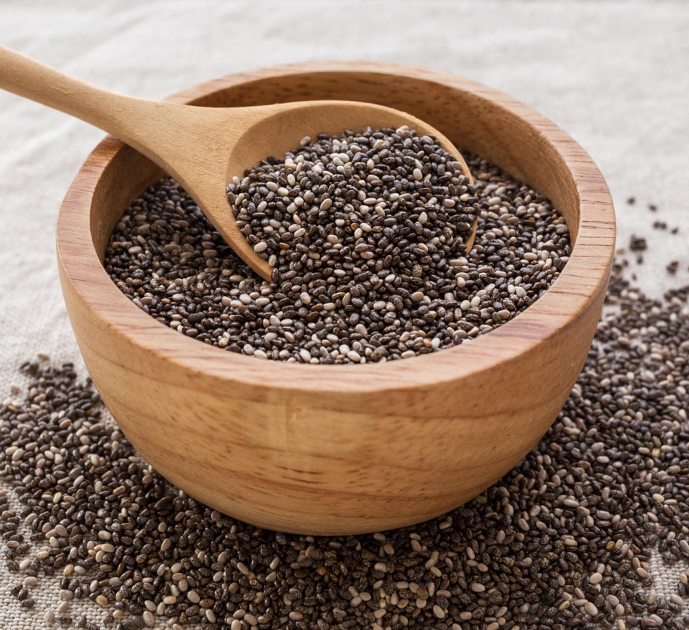 raw chia seeds in a bowl